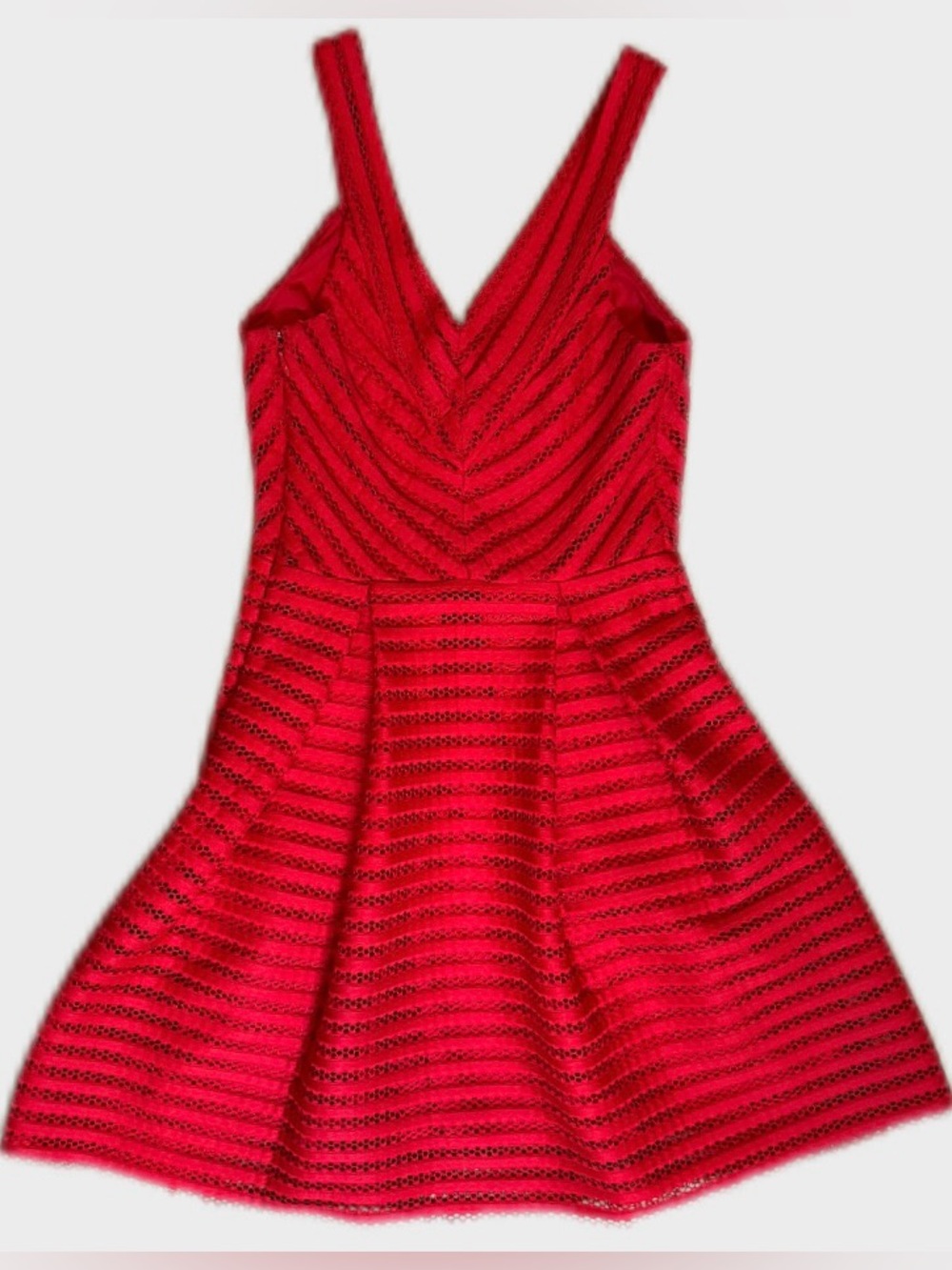 Express Red Eyelet Crochet Look Fit and Flare Dress Size 0 - Picture 2 of 5